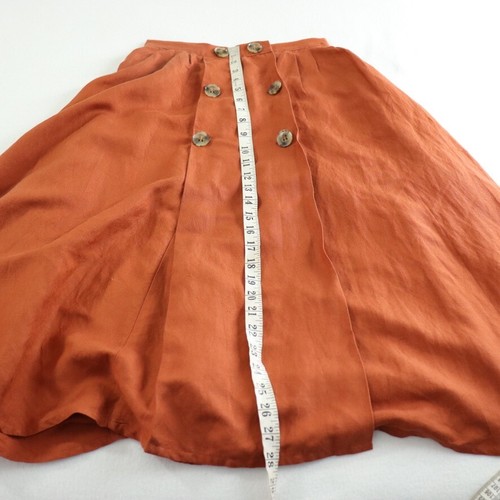 Tigerlily Lina Midi Skirt Size 8 Flare Terracotta Linen Viscose Circle Pleated - Picture 9 of 14