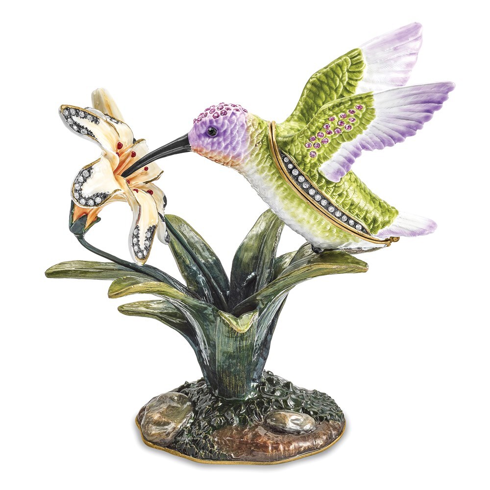 Luxury Giftware by Jere Pewter Bejeweled Hummingbird Daylily