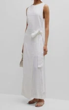 $695 Bondi Born Women's White Linen Sleeveless Rhodes Wrap Dress Size XS