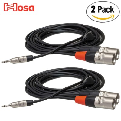 2-PACK Hosa 6FT HMX-006Y Pro Stereo Breakout Cable 3.5mm TRS to Dual XLR Male