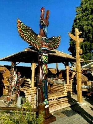 Mâts Totémiques Indigènes Canadiens Traditionnels Chez Sunwapta Falls