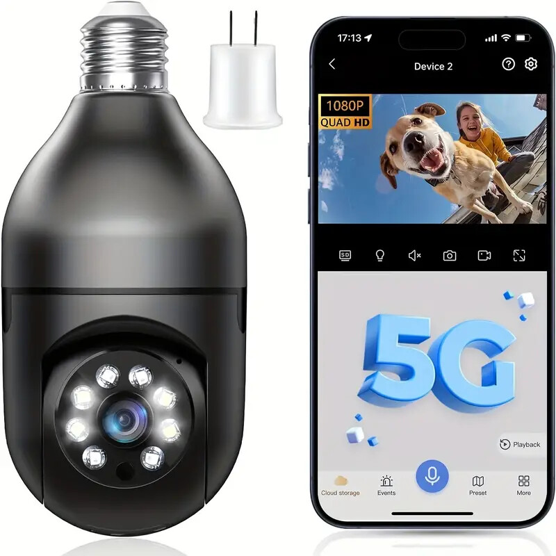 360° 3MP IP E27 Light Bulb Camera Wi-Fi IR Night Smart Home Wireless Security