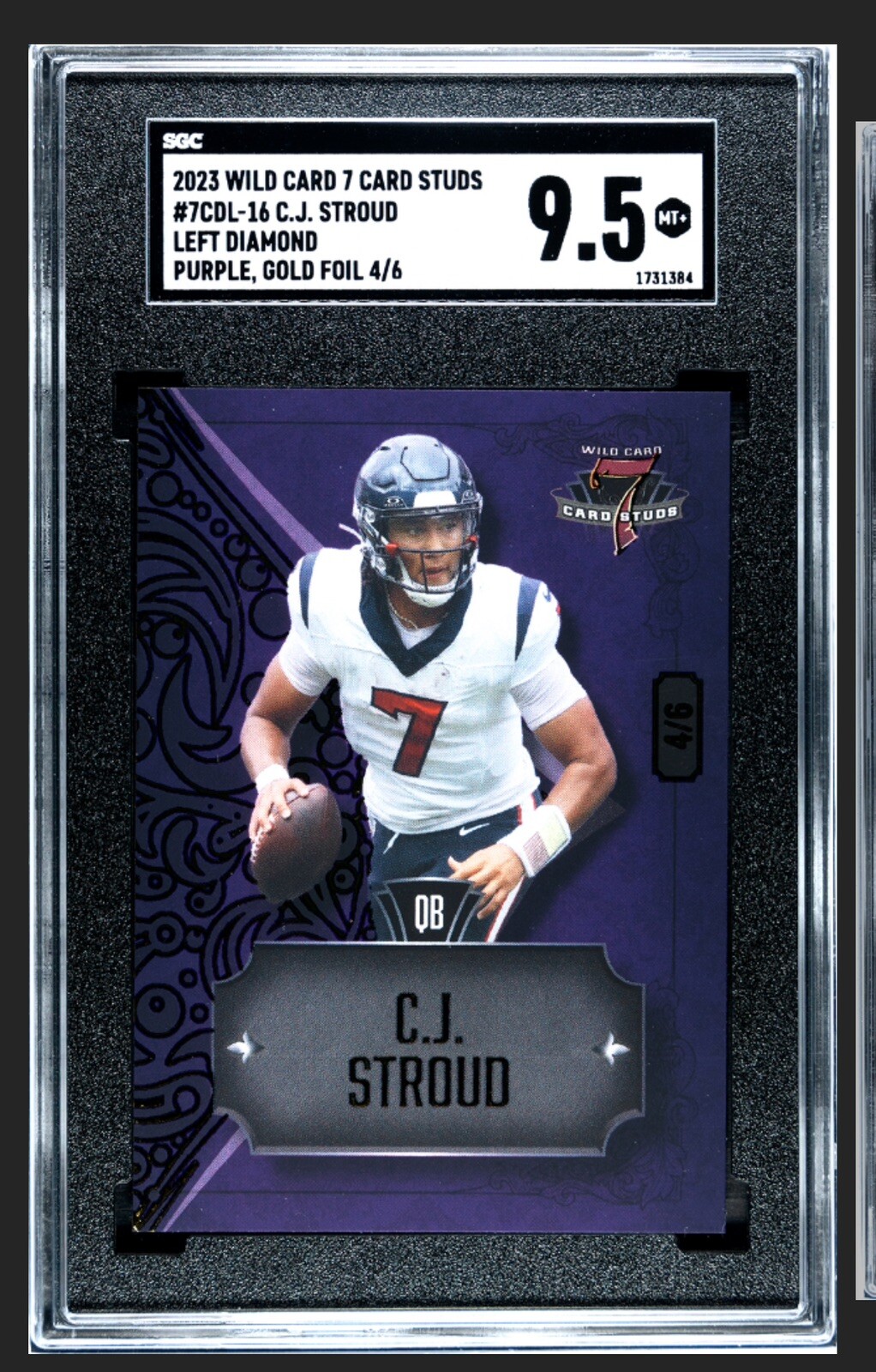 CJ Stroud Wild Card 7 Card Studs #7CDL16 Gold Foil-Diamond-Left-Purple