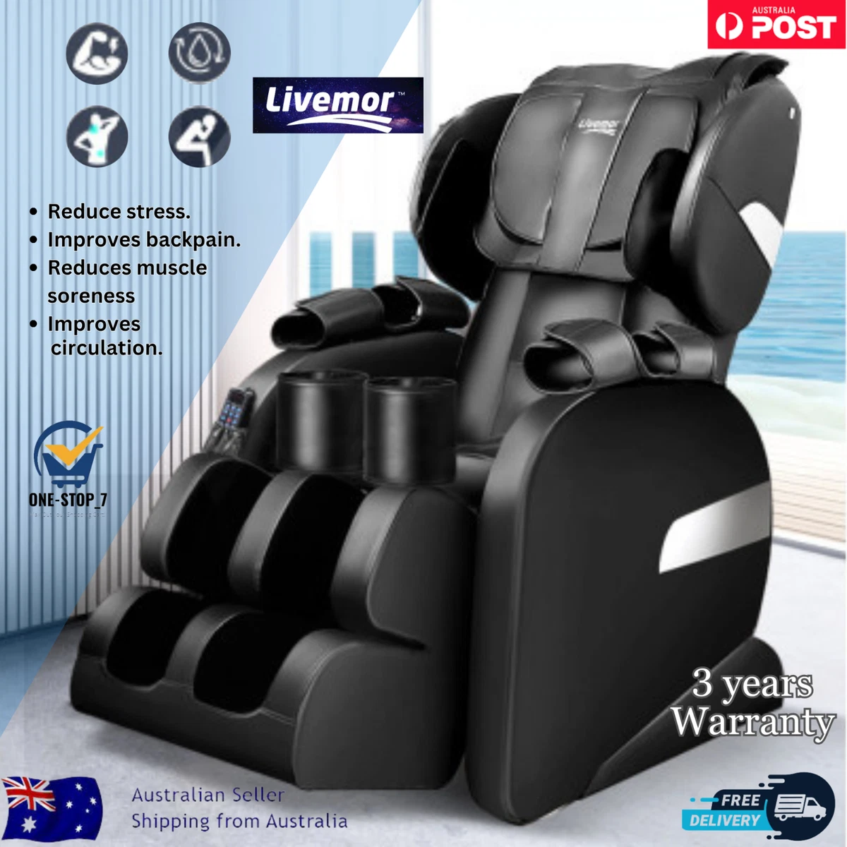 Massage Chair Electric Livemor Gravity Zero Shiatsu Massager