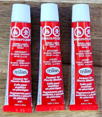 3 TUBES !!   TESTORS 3501 PLASTIC MODEL CEMENT 5/8oz glue model car kit TES3501