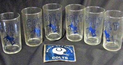 Vintage Set of 6 THE COLT Drinking GLASSES & 1 WORLD ...