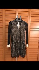 BNWT Alice And Olivia Deena Drop Waist Lace Dress size 2 Black/natural