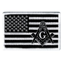 MASONIC LOGO BLACK FLAG EMBROIDERED PATCH iron-on FREEMASON SQUARE COMPASS MASON