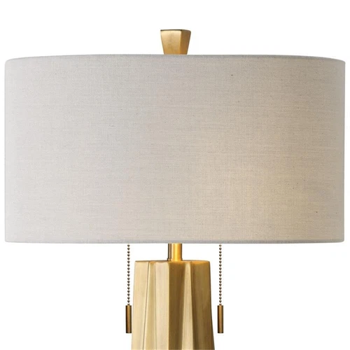 Uttermost Maris Contemporary Steel Table Lamp in Brass and Light Beige - Picture 3 of 6