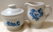2pc Set Pfaltzgraff Yorktowne Creamer & Lidded Sugar Bowl made in USA Vintage
