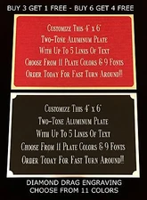 Engraved Plate 4"x6" ALUMINUM TWO TONE Custom Name Plate Tag Plaque Art Label