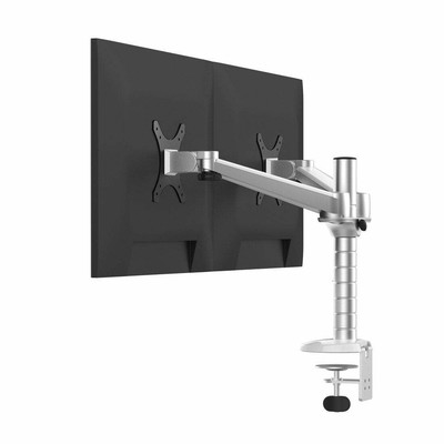 DECASSA Monitorhalterung Doppelarm silber mit Tischhalterung Rotation VESA