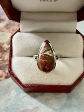 MARQUISE ANCIENNE BAGUE AGATE Laguna , ARGENT MASSIF, UNIQUE CRÉATEUR