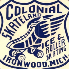 1950s Colonial Skateland Roller Ice Skating Rink Ironwood Gogebic Co Michigan
