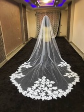 bridal veil lace Bespoke Veil wedding Embroidery lace trim veil