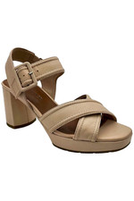 Donald Pliner Women's Geni Tumbled Nappa Heeled Sandals Putty