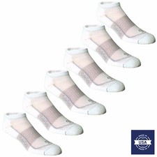 6 Pair Pack SoleTek Cool Running Lite Cushion Sock White/Grey - Made In The USA