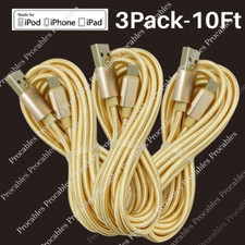 3 Pack Braided Fast Charger USB Cable For iPhone 7 8Plus 11 12 13 14 Pro Max XR