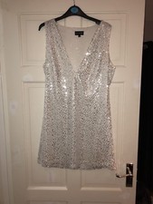 Silver Sparkly Dress Size 10 Pretty Little Thing
