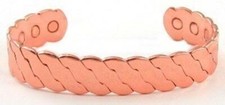 Solid Copper Bracelet with 6 powerful Magnets Twisted Braided Sports Pain Relief