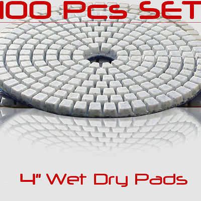 Diamond Polishing Pads 4 Inch 100 piece Set Wet Dry For Granite Concrete Marble