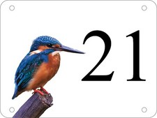 Personalised Aluminium Kingfisher House Number Sign White (UV Printed)