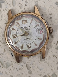 Authentic SWISS NOBELLUX GOLD PLATED Manual Wind cal Venus 220/227 Watch Working Rear Dial