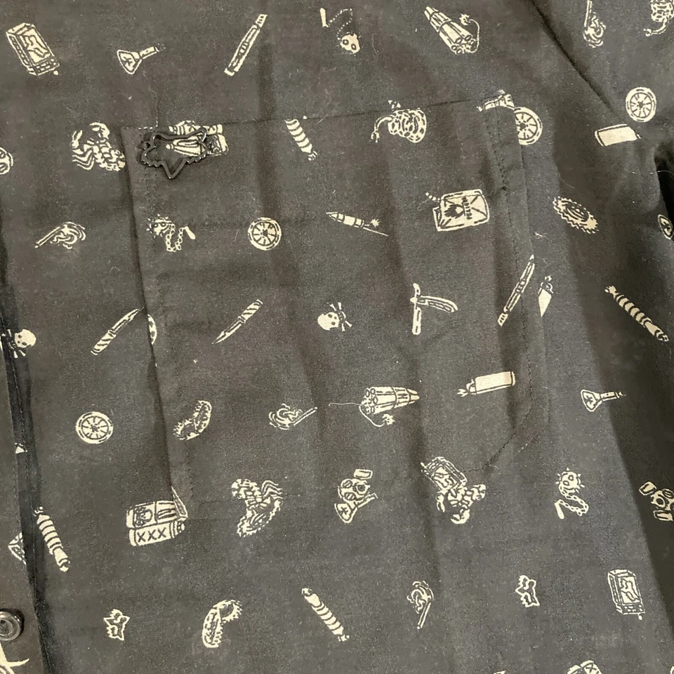 Vtg Fox Racing Shirt Mens XL Logo Paper Thin 90s Wear y2k Blink punk AOP Button - Image 3 of 4