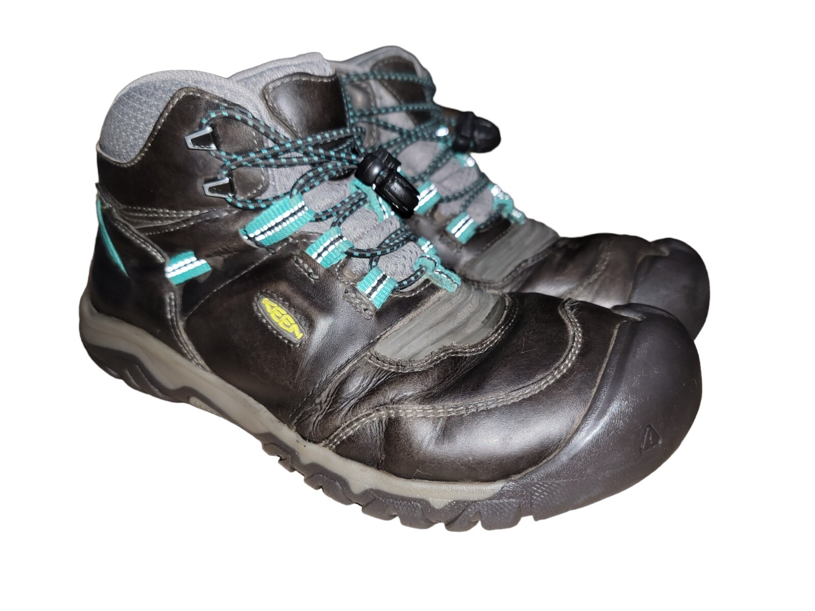 Stivali da trekking KEEN da donna Ridge Flex grigio medio in pelle color verde acqua taglia 6