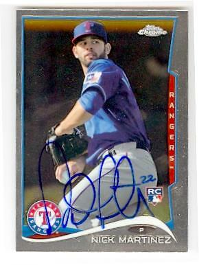 Nick Martinez autographed baseball card 2014 Topps Chrome #65 Rookie Card