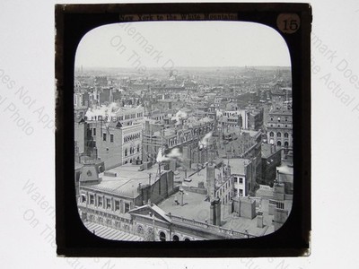 New York City Dächer Stadtbild 1890er Vintage White Mountains Magic Lantern Slide