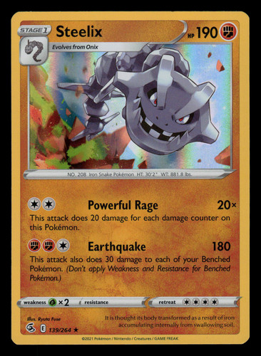NM - Pokemon Steelix 139/264 Fusion Strike Holo Rare