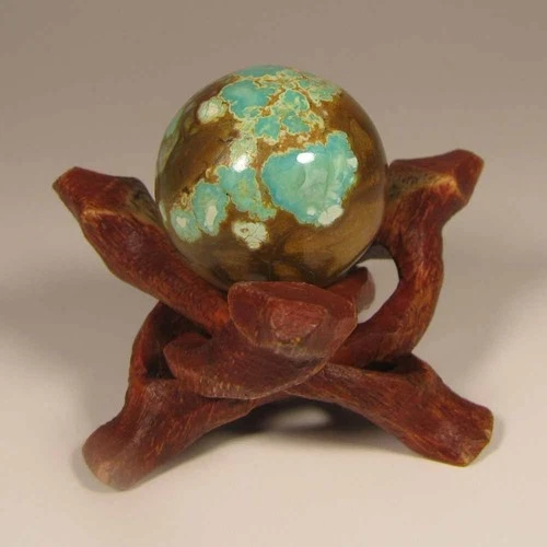 30mm TURQUOISE Gemstone Sphere Ball w/ Stand - Nevada Number 8 Mine