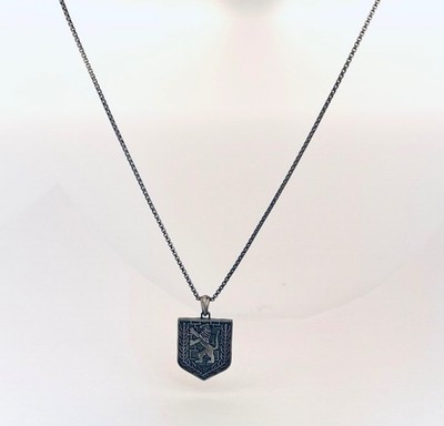Murat s Atelier 925 Sterling Silver Shield Lion Necklace 26  Handmade Pendant