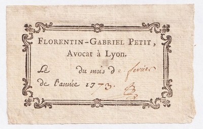 Exlibris - Petit / Lyonnais / Lyon Coat Of Arms Ex-Libris Bookplate 18E