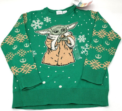 Disney 100 Kids Size S 6 7 Retro Star Wars Christmas Grogu Baby Yoda Sweater