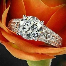 3.20 CT Round Moissanite Women's Wedding Engagement Ring 14k White Gold Plated