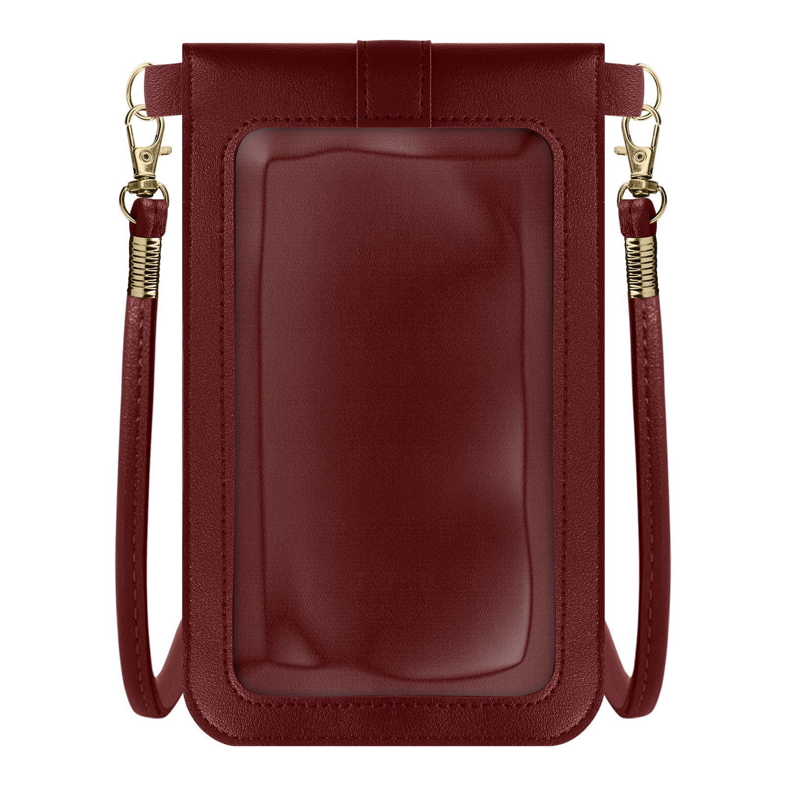 Sacoche téléphone anti-chute avec fenêtre tactile bordeaux