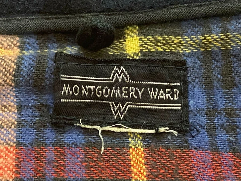 ✅ Chaqueta deportiva de lana Montgomery Ward años 40 50 azul marino oscuro forrada corona cremallera Foto 2 de 4