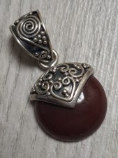 Vintage Sterling Silver Suarti  carnelian Gemstone Pendant