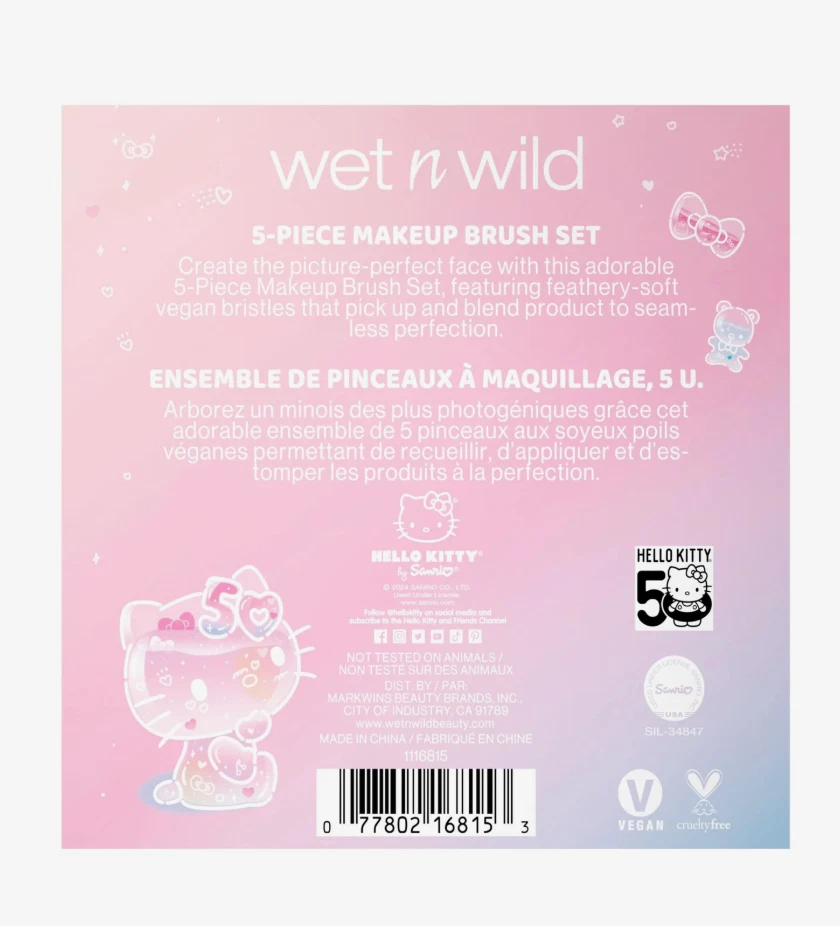 🎀 Набор кистей для макияжа Wet n Wild, Hello Kitty 50th Anniversary + комплект губок - Изображение 3 из 4