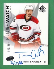 2016-17 UPPER DECK SP AUTHENTIC TREVOR CARRICK AUTO FUTURE WATCH INSCRIBED 1/999