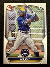 2023 Bowman Prospects Luis Lara #BP-100 Rookie Card (RC) - Milwaukee Brewers. rookie card picture