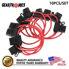 10 Pack 12 Gauge Mini ATC 25A Fuse Holder In Line AWG Wire Copper 12 Volt Blades