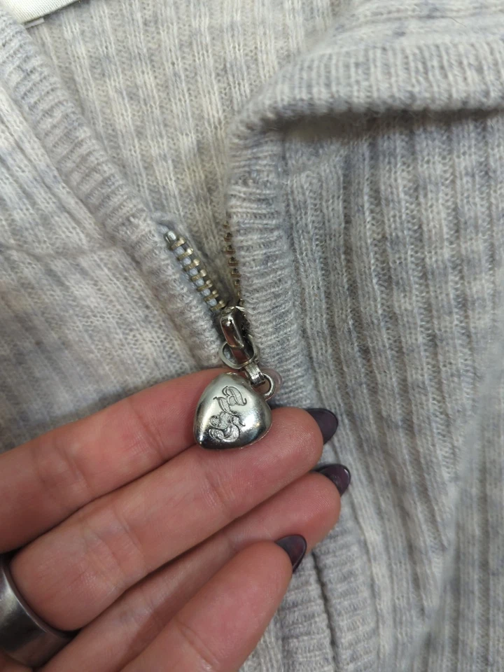 Twisted Heart America Zip Up Hoodie SOFT CASHMERE? ZIP RIBBED HEART EMBROIDERY S - Image 3 of 4