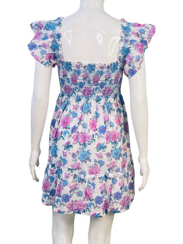 LoveShackFancy Femmes Nadja à Smocks Ruche Mer Orchidée Coton Court Mini Robe S - Photo 15 sur 21