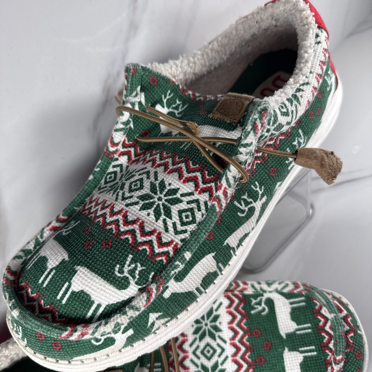 Hey Dude Wally Ugly Sweater Lined‎ Shoes Men\'s Size 9 Green Christmas Reindeer Hey Dude Wally Ugly Sweater Lined Men main image 2