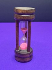 Small Wooden Hourglass Pink Sand Timer Desk Decor Collectible Game Timer
