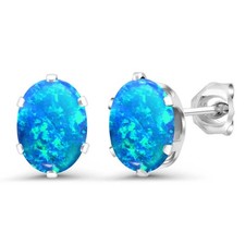 925 Sterling Silver Gemstone Birthstone 6-Prongs Stud Earrings for Women and