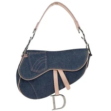 Christian Dior Navy Pink Denim Saddle Handbag RU1002 135125